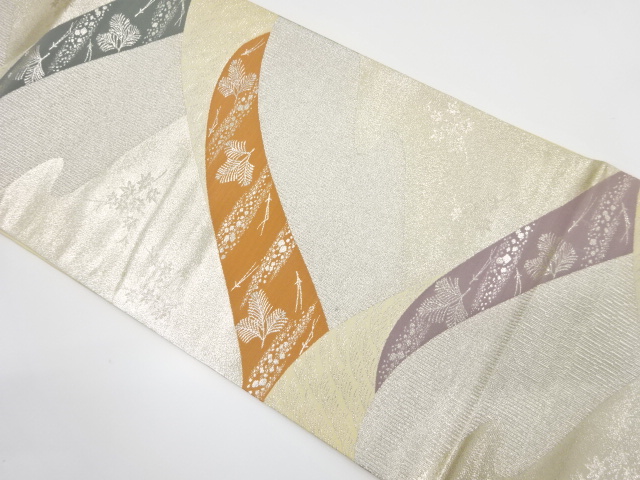 アンティーク　遠山に松模様織り出し袋帯（着用可）